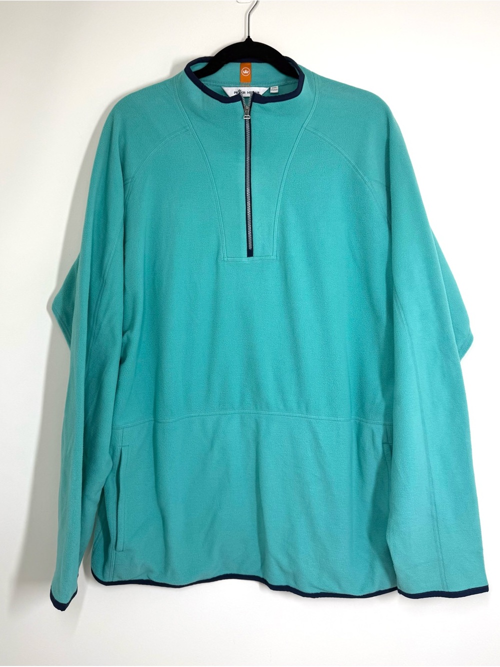 Peter Millar Thermal Flow Half Zip Pullover Fleece Aqua Green with Navy Trim XXL